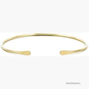 14K Gold Filled Cuff Bracelet, Medium Size 6.5" Wrist, Hammered Ends